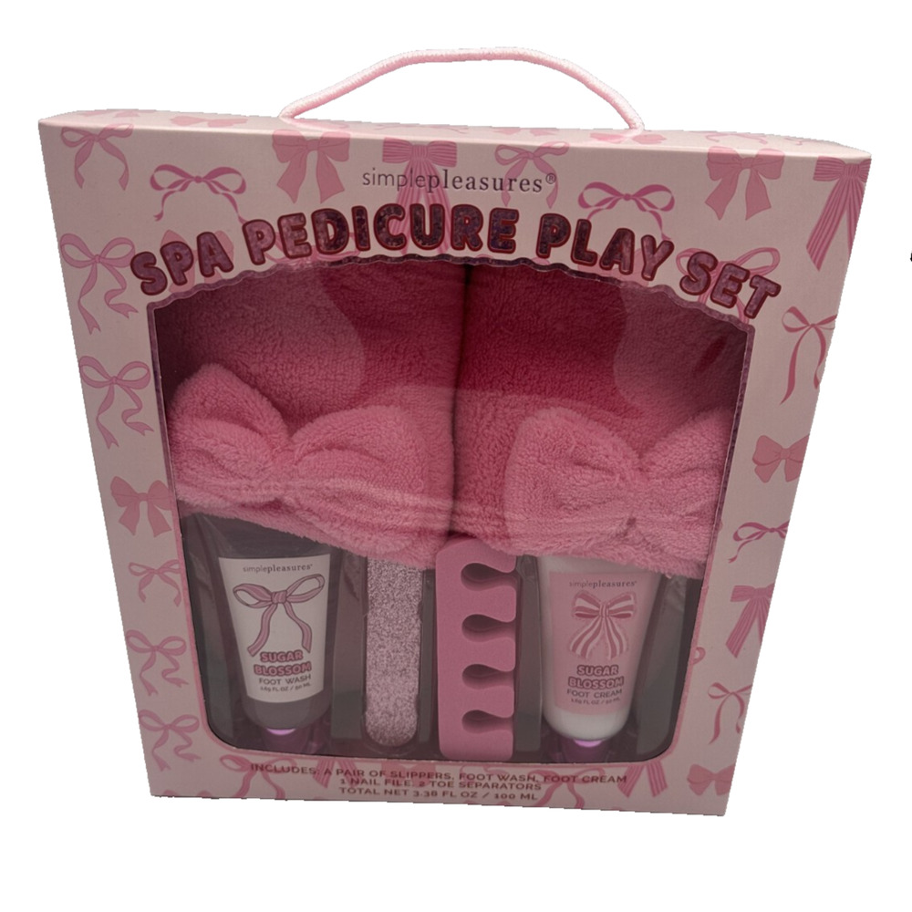 Simple Pleasures Spa Pedicure Set-Pink Slippers- Bundle